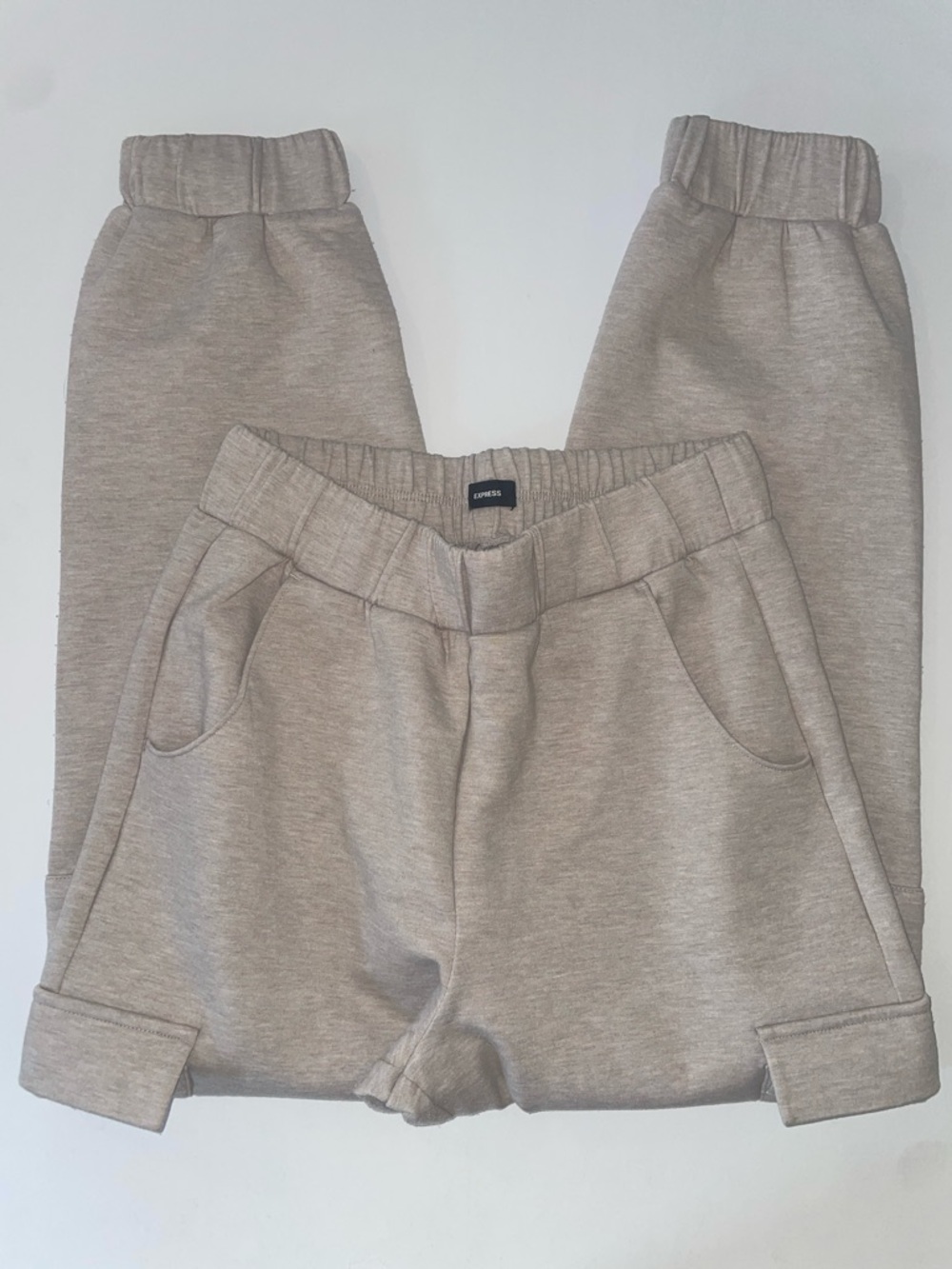 Express Neutral Tan Elastic Waist Jogger Pants